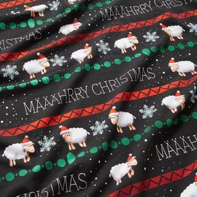 French Terry sommersweat Määährry Christmas | Glitzerpüppi – zwart/chili, 