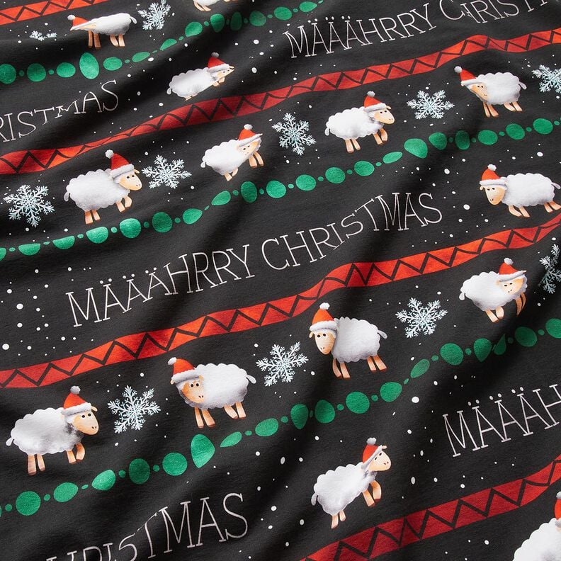 French Terry sommersweat Määährry Christmas | Glitzerpüppi – zwart/chili, image number 2