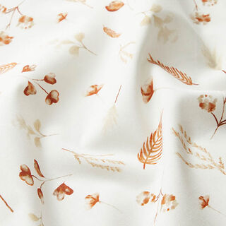 Katoenen stof Popeline Wilde bloemen – wit, 