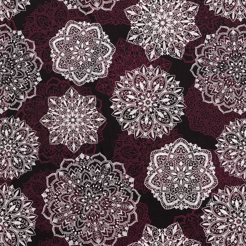 Katoenjersey Mandala‘s | Glitzerpüppi – merlot/zilvergrijs,  image number 2