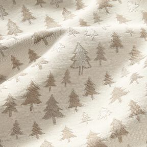 Decostof Jacquard glinsterende dennenbomen – beige/zilver, 