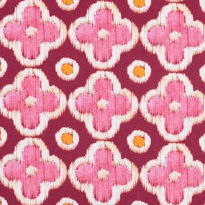 Decostof Canvas Borduurwerklook – bordeauxrood/pink, 