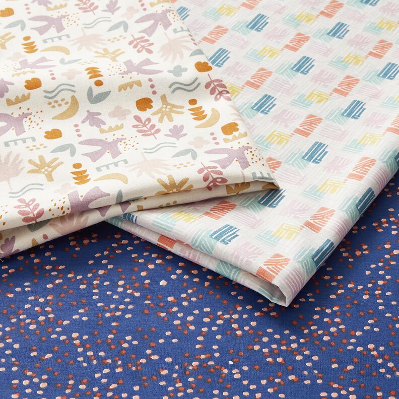 Katoenen stof Cretonne gearceerde vormen – zilvergrijs/pastelviolet,  image number 5