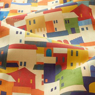Outdoorstof Canvas Huizen – lichtbeige/karmijnrood, 