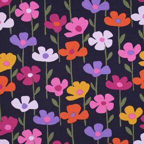French Terry sommersweat bonte bloemen | Poppy Fabrics – marineblauw, 