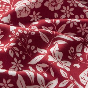 Viscosestof Bloemen en takken – karmijnrood/wit, 