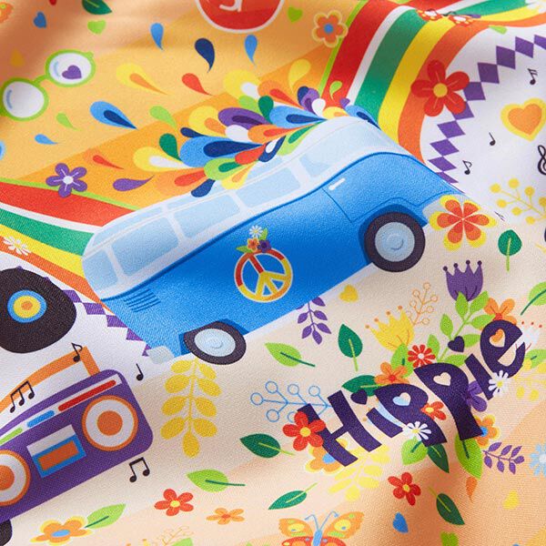 Carnavalstof hippiemotieven – zwart, image number 2