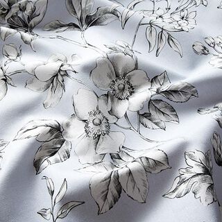 Decostof Canvas getekende bloemen – lichtblauw, 