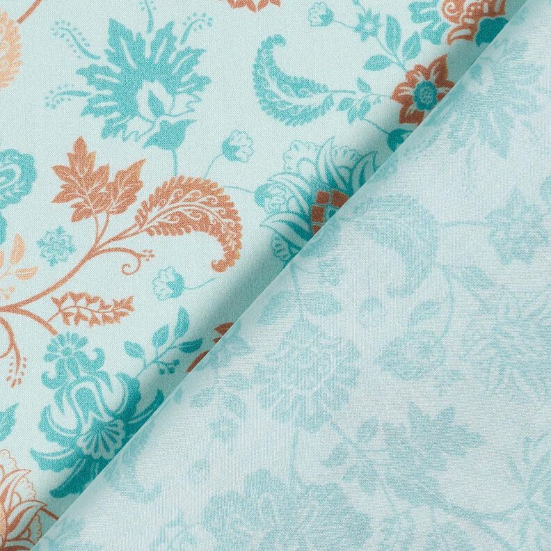 Viscose Voile Paisley bloemenrandontwerp – blauw, image number 4