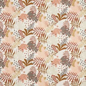 Katoenen stof Cretonne Abstracte jungleplanten – terracotta/perzik, 