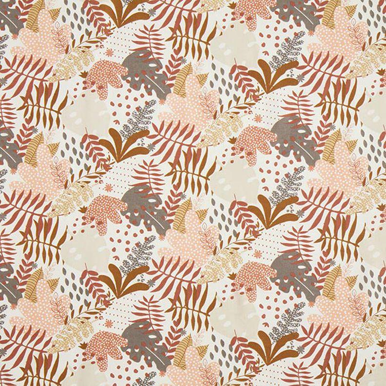 Katoenen stof Cretonne Abstracte jungleplanten – terracotta/perzik,  image number 1