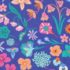 Katoenpopeline Meadow Flower Digitaal printen | Nerida Hansen – koningsblauw/licht turkoois, 