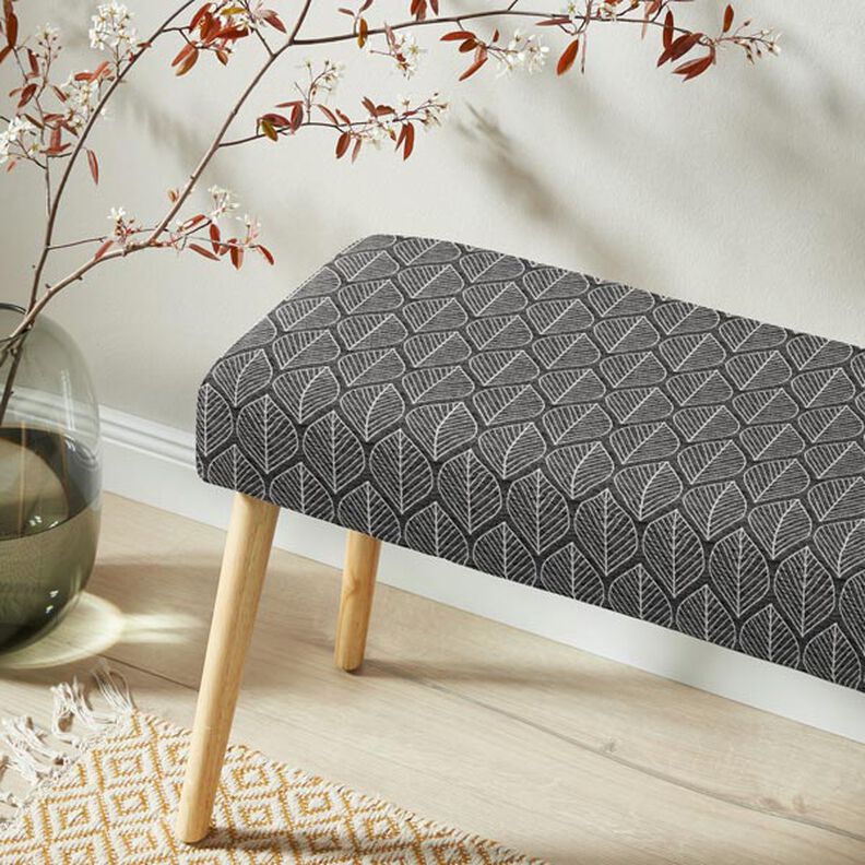 Decostof Jacquard Bladeren – anthraciet, image number 6