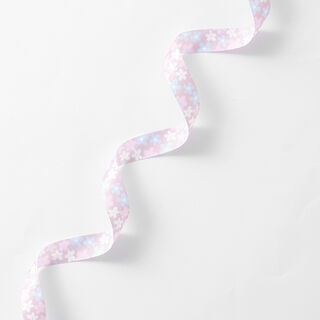 Satijnband Bloemen – roze/lichtblauw, 
