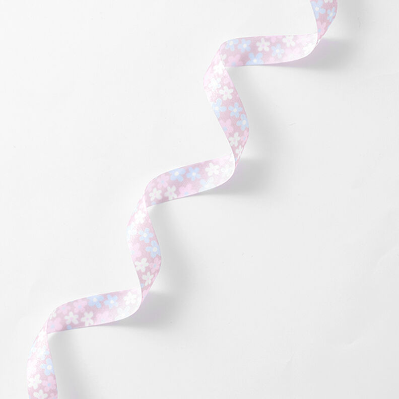 Satijnband Bloemen – roze/lichtblauw,  image number 1