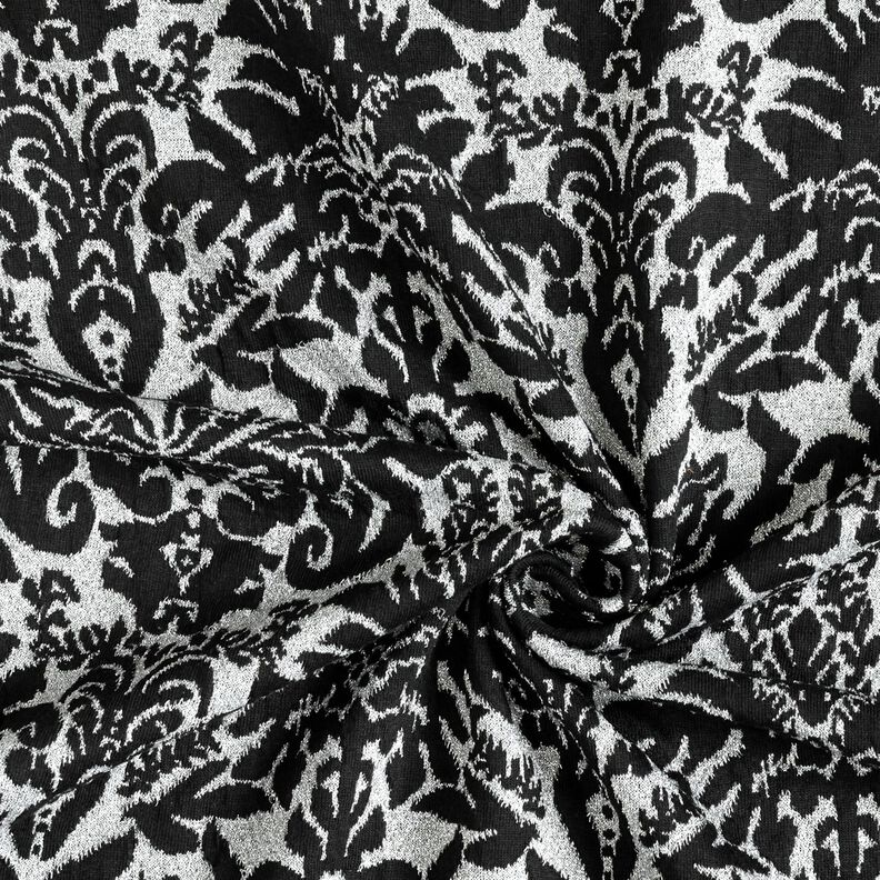 Jacquard jersey ornamenten – zilver metallic/zwart,  image number 4