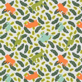 Katoenen stof Cretonne Jungledieren silhouetten – groen, 