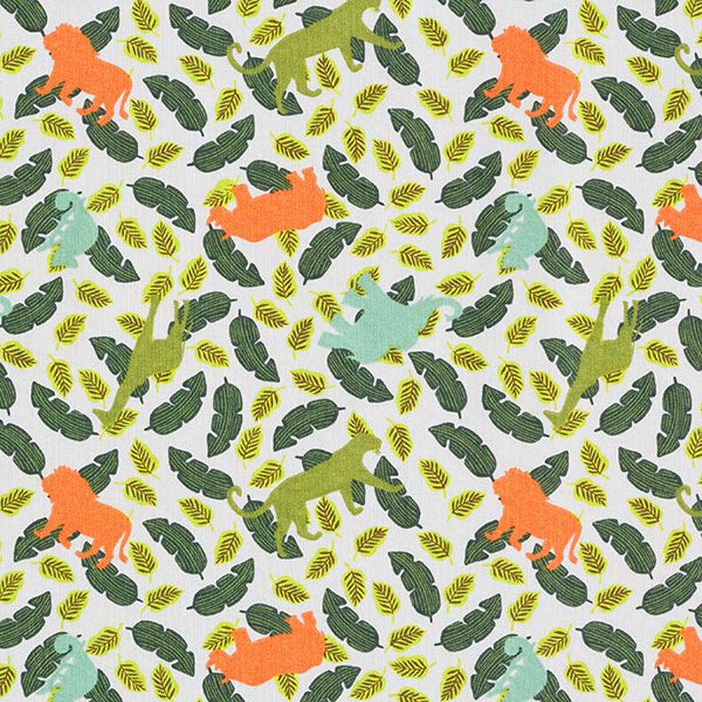 Katoenen stof Cretonne Jungledieren silhouetten – groen,  image number 1