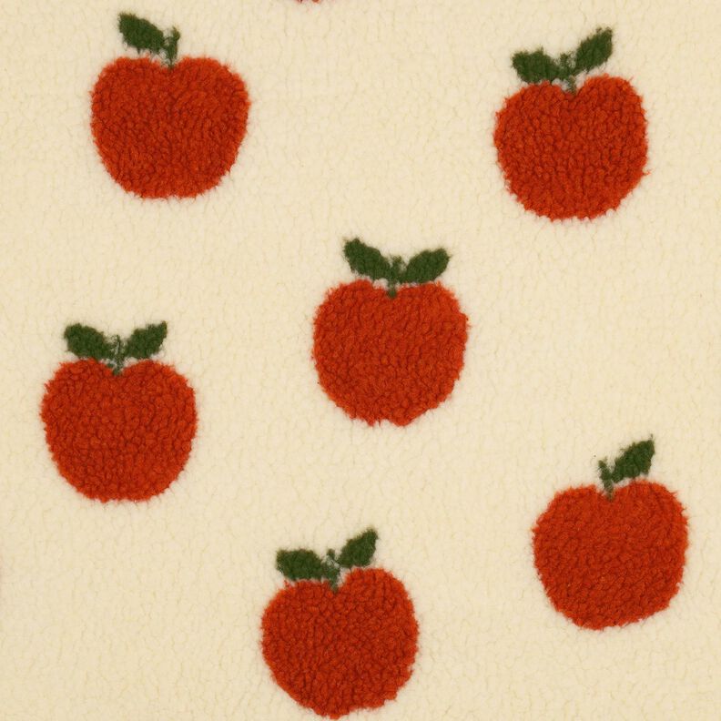 Teddy pluche Appels | Poppy Fabrics – ecru/terracotta, image number 1