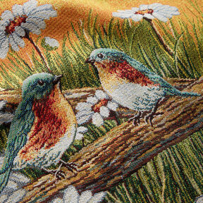 Decopaneel Gobelin Paar vogels – karmijnrood/lichtbeige, 