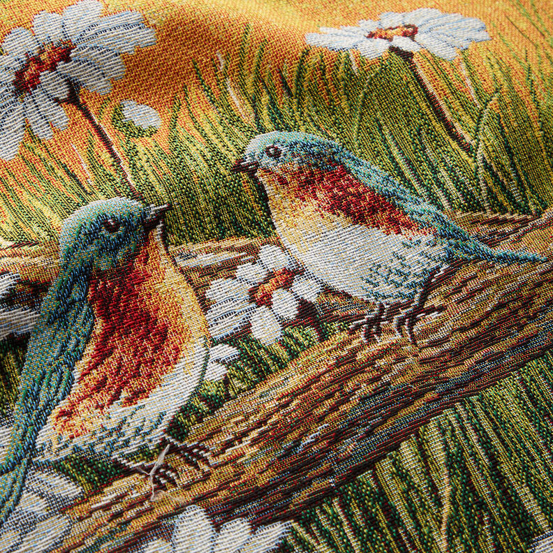 Decopaneel Gobelin Paar vogels – karmijnrood/lichtbeige,  image number 2
