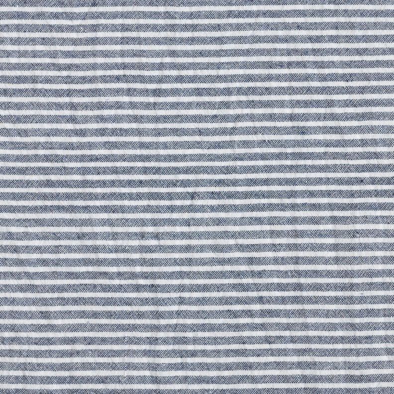 Katoenen stof linnenlook smalle strepen – wit/marineblauw,  image number 1