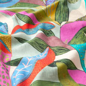 Decostof Half panama Tropische bladeren – oranje/donkergroen, 