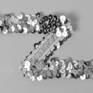 Elastische paillettenboord (20 mm) 13 – zilver, 