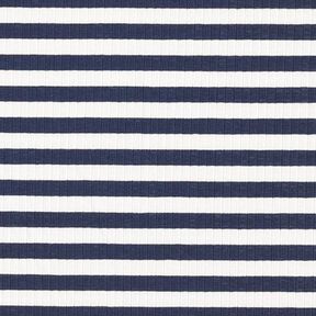Ribjersey garengeverfde dwarsstrepen – ecru/marineblauw, 