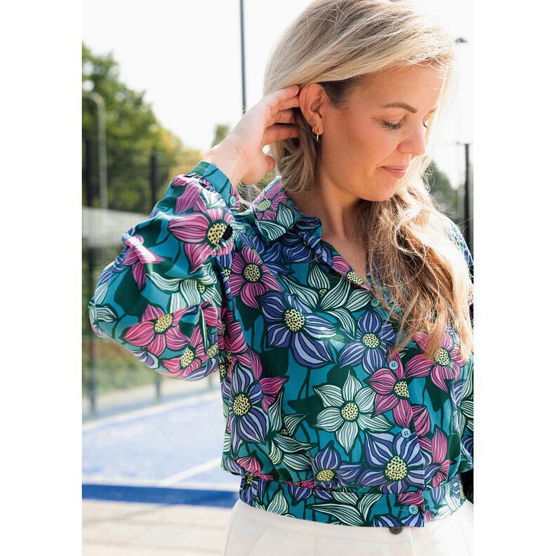 LENZING™ EcoVero™ Viscosestof Bloemen | Poppy Fabrics – merlot/perzik,  image number 5