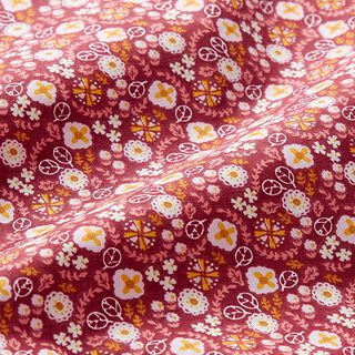 Katoenen stof Cretonne Kleine bloesems – framboos/roos, 