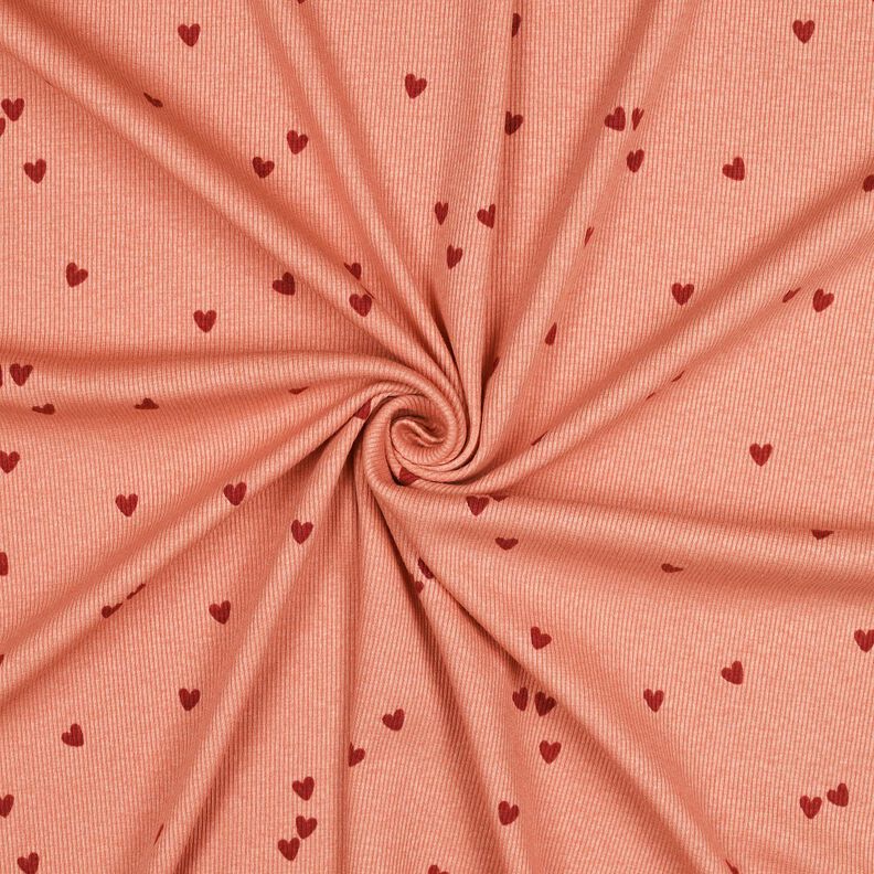 Ribjersey verspreide harten | Poppy Fabrics – zalm/donkerrood, image number 3