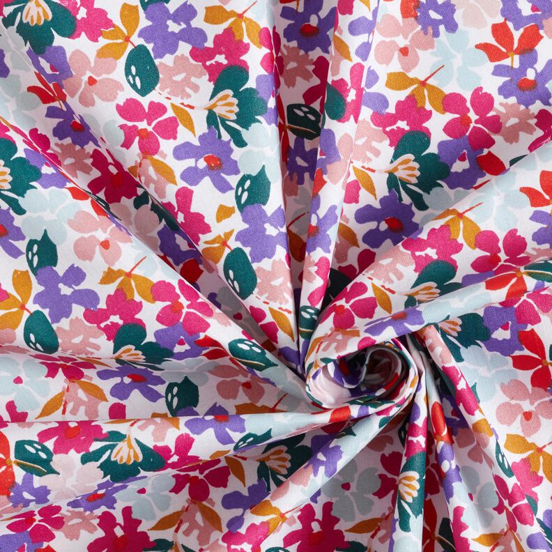 Gecoate katoen Pastelkleurige bloemen – wit/lila,  image number 4