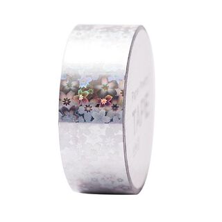 Holografische tape bloemen 4 | RICO DESIGN - zilver, 