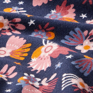 Sweatshirt geruwd Bloemen – marineblauw, 