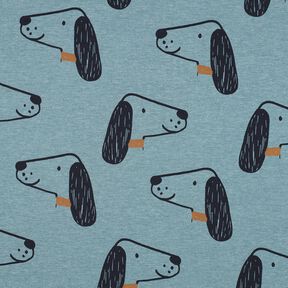 Katoenjersey Honden | Poppy Fabrics – duifblauw/zwart, 