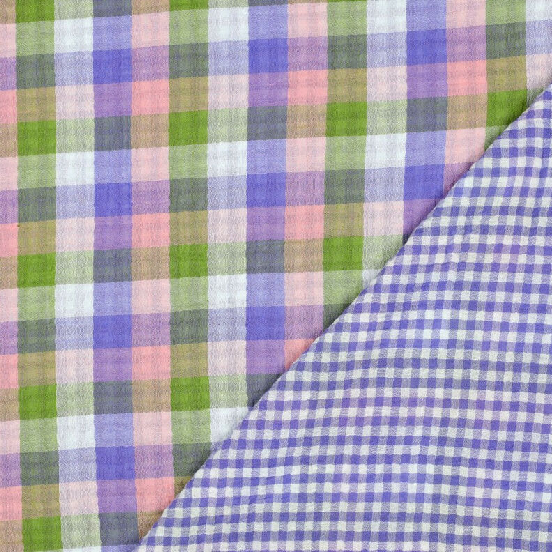 Mousseline/dubbel gehaakte stoffen Ruit Doubleface | Poppy Fabrics – roze/lavendel, image number 4