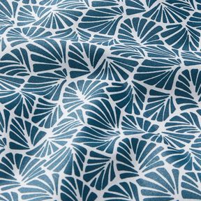 Gecoate katoen abstracte minibladeren – oceaanblauw/wit, 