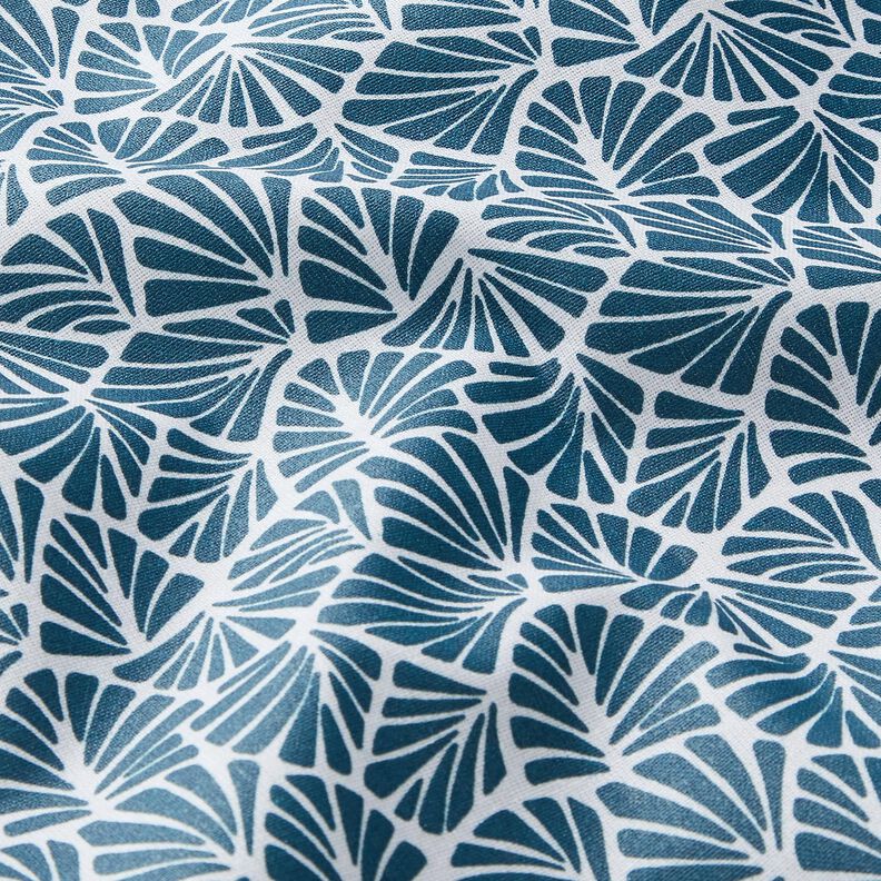 Gecoate katoen abstracte minibladeren – oceaanblauw/wit,  image number 3