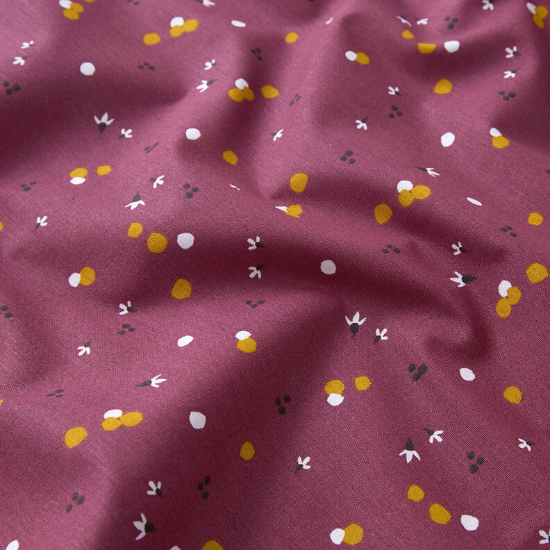 Katoenen stof Cretonne Kleurrijke stippen – merlot,  image number 2