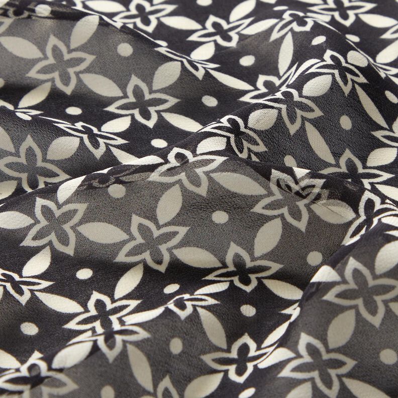 Chiffon bloemenornamenten – zwart/wit, image number 2