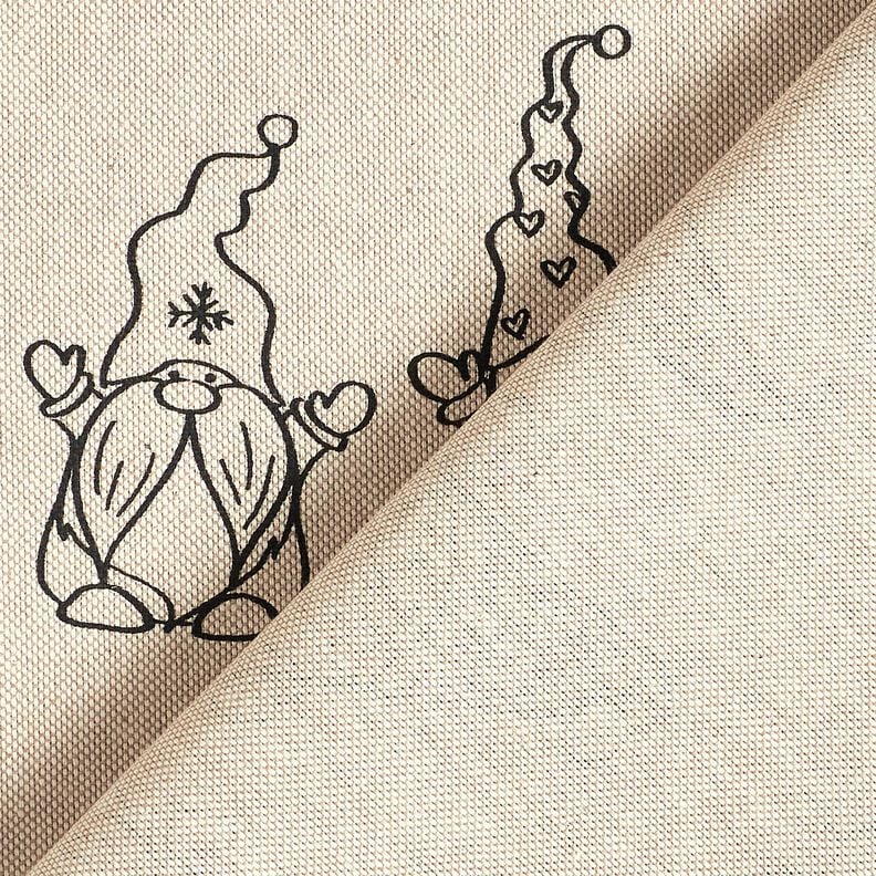 Decostof Half panama feestelijke kabouters – natuur/zwart,  image number 4