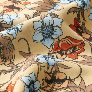 Viscosestof wilde bloemen – donkerbeige/bruin, 