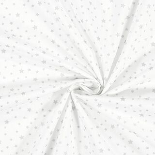 Katoenen stof cretonne Kleine glittersterren – zilver, 