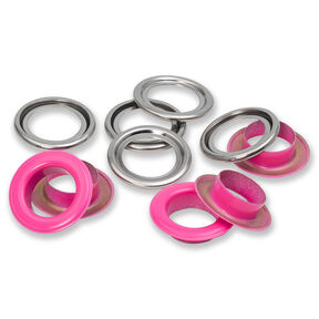 Oogjes met sluitringen [15 stuks | Ø 14 mm] | Prym – pink/zilver metallic, 