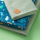 Stoffenpakket jersey dinowereld | PETIT CITRON – petroleum, 