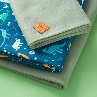 Stoffenpakket jersey dinowereld | PETIT CITRON – petroleum, 