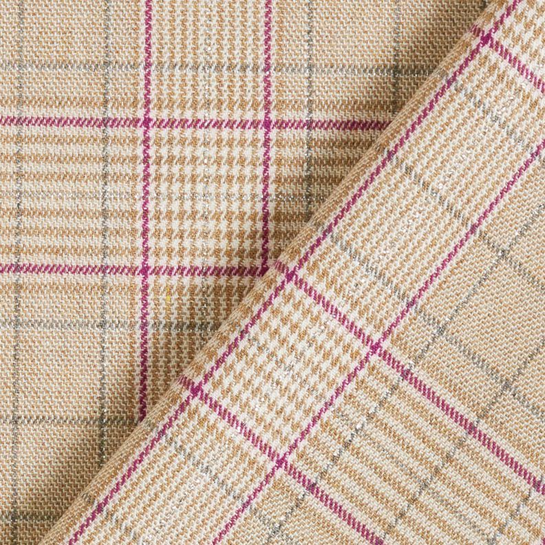 Viscosemix Glencheck met lurex – amandel/druif,  image number 4