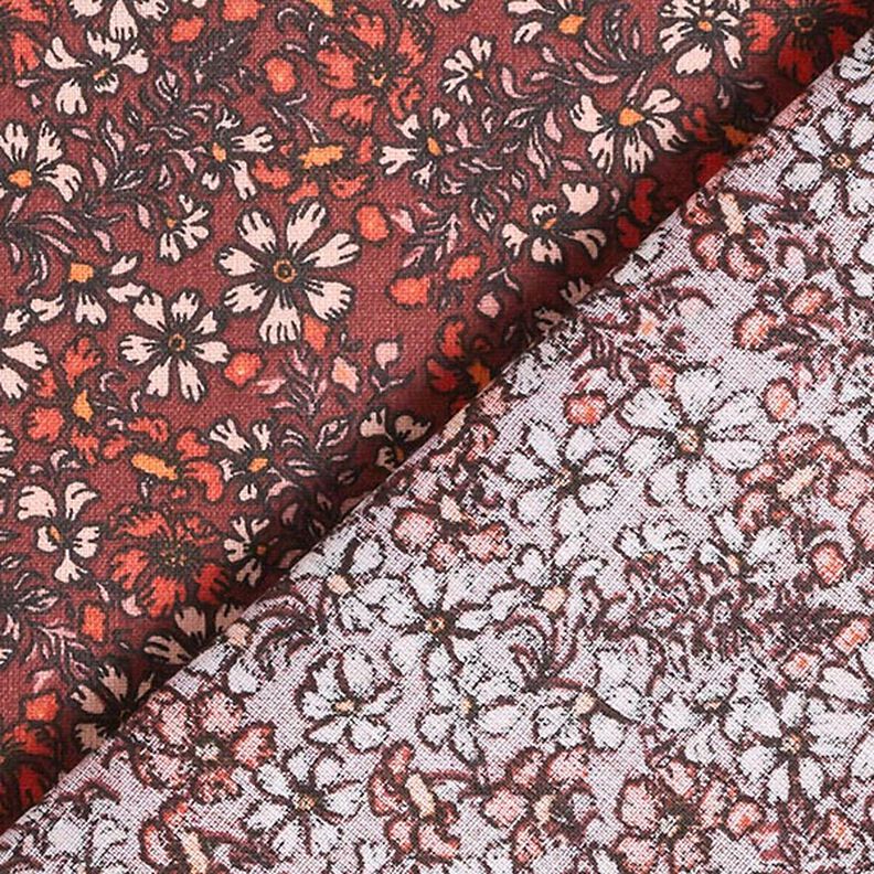 Katoenen stof Cretonne Losse bloemen en takken – karmijnrood,  image number 4