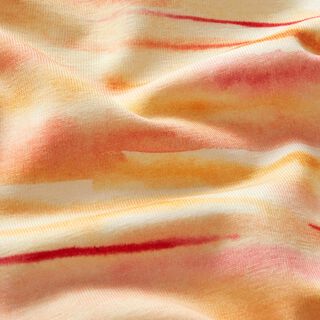 Katoenjersey wazige aquarel strepen Digitaal printen – perzik sinaasappel/pink, 
